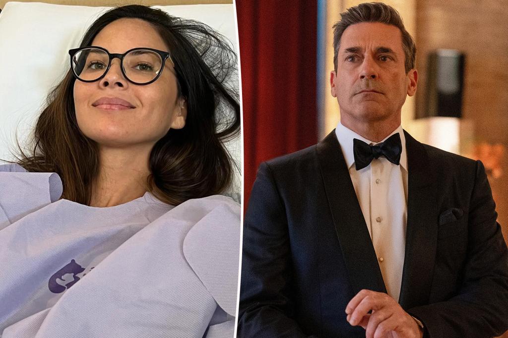 Olivia Munn details feeling ‘insecure’ and ‘really nervous’ filming sex scenes with Jon Hamm due to cancer scars